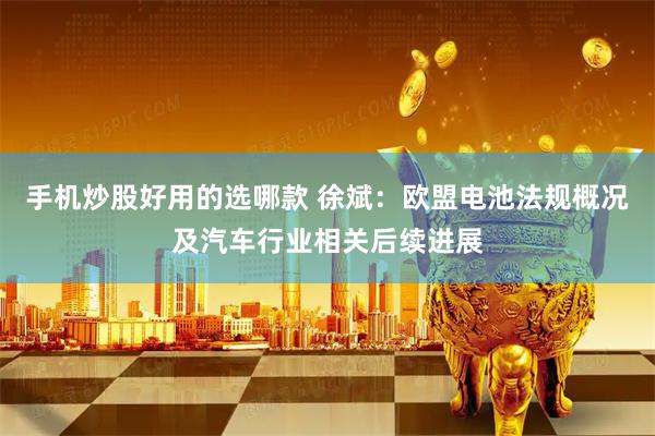 手机炒股好用的选哪款 徐斌：欧盟电池法规概况及汽车行业相关后续进展